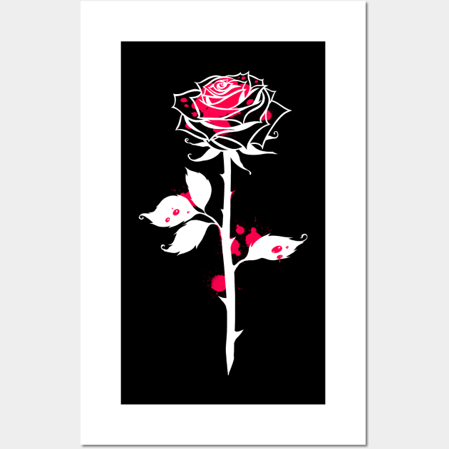 Wild rose blood. bleeding flower Wall Art by OccultOmaStore